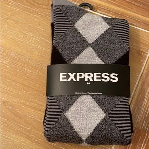 Express grey, black argyle socks for men